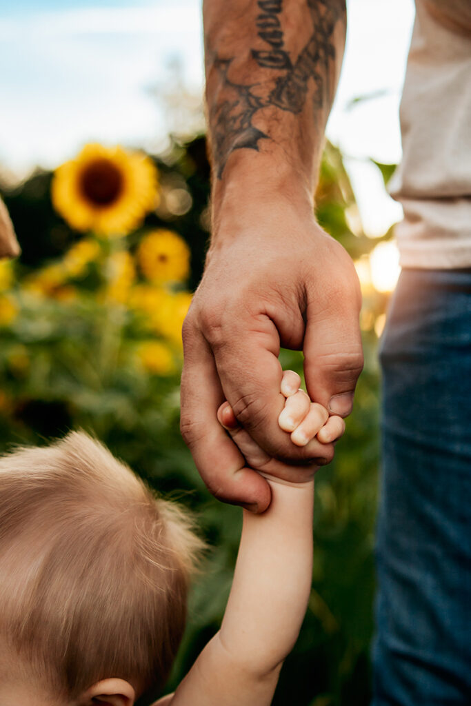 Family Photographer, close up of father holding child's hand